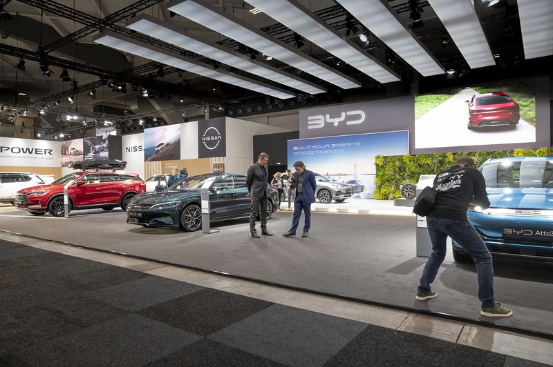 BYD’s exhibit at the 2023 Brussels Motor Show.